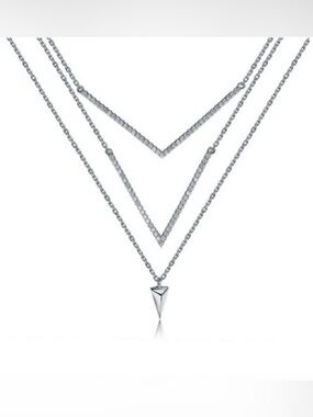 Pave CZ Layered V Necklace